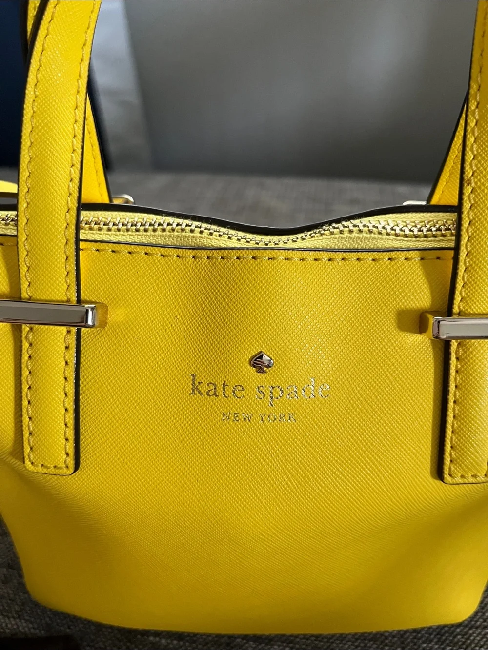 kate spade Bright Yellow Leather Shoulder Tote with Chain Strap